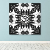 Black White Batik Om Sign Mandala New age Canvas (Insitu (Houten vloer))