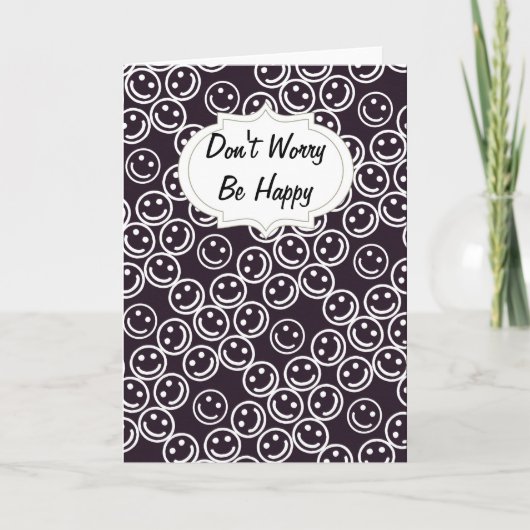 Black & White Be Happy Faces Card Kaart (Voorkant)