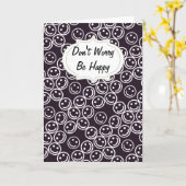 Black & White Be Happy Faces Card Kaart (Gele Bloem)