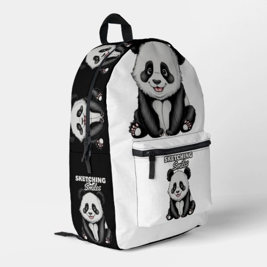 Black & White Beauty Classic Panda Art Bedrukte Rugzak (Achterkant Hoek Links)