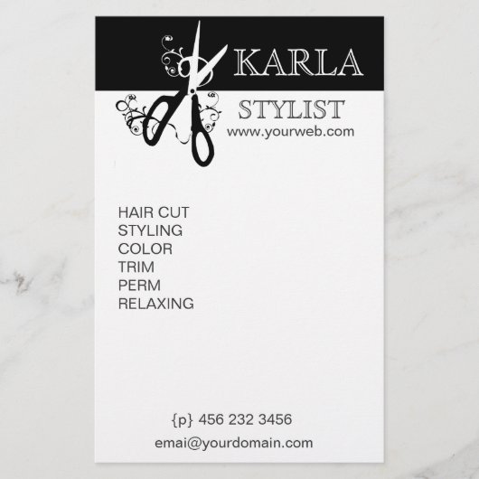 Black White Beauty Salon Spa Haarstylist Flyer (Voorkant)