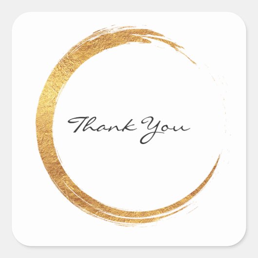 Black White Bedankt Monogram Golden Ring Vierkante Sticker (Voorkant)