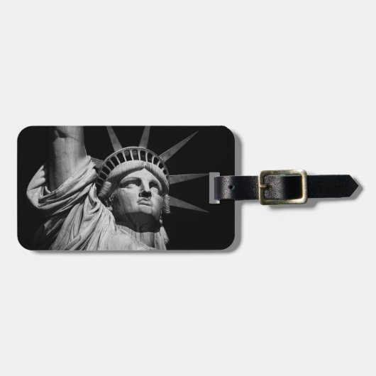 Black White beeld van Liberty New York Bagagelabel (Voorkant horizontaal)