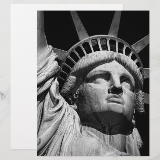 Black White beeld van Liberty New York Briefhoofd Sjabloon (Voorkant / Achterkant)