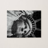 Black White beeld van Liberty New York Legpuzzel (Horizontaal)