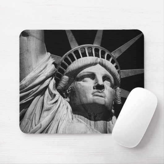 Black White beeld van Liberty New York Muismat (Met muis)