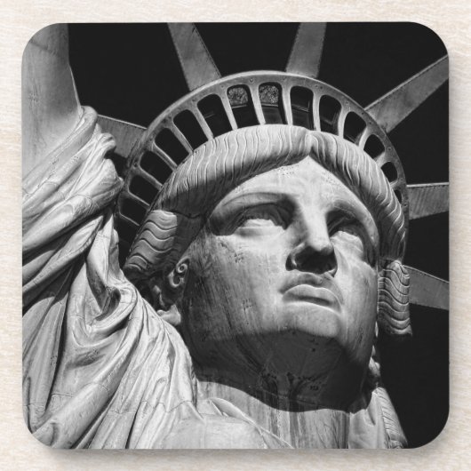 Black White beeld van Liberty New York Onderzetter (Voorkant)