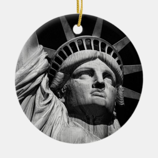 Black White beeld van Liberty New York Ornament (Voorkant)