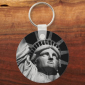 Black White beeld van Liberty New York Sleutelhanger (Voorkant)