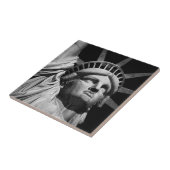 Black White beeld van Liberty New York Tegeltje (Zijkant)