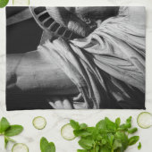 Black White beeld van Liberty New York Theedoek (Gevouwen)