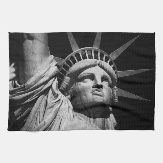 Black White beeld van Liberty New York Theedoek (Horizontaal)