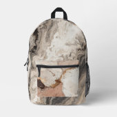 Black, White, Beige Stone Marble  Bedrukte Rugzak (Voorkant)
