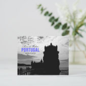 Black White Belem Tower Silhouette 2 | Torre Belem Briefkaart (Staand voorkant)
