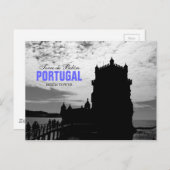 Black White Belem Tower Silhouette 2 | Torre Belem Briefkaart (Voorkant / Achterkant)