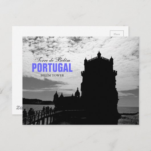 Black White Belem Tower Silhouette 2 | Torre Belem Briefkaart (Voorkant / Achterkant)