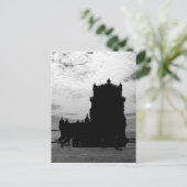 Black White Belem Tower Silhouette | Torre Belem Briefkaart (Staand voorkant)
