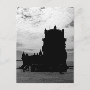 Black White Belem Tower Silhouette   Torre Belem Briefkaart