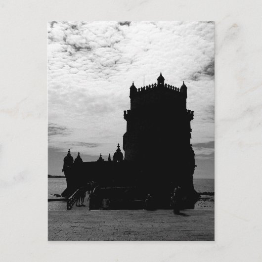 Black White Belem Tower Silhouette | Torre Belem Briefkaart (Voorkant)