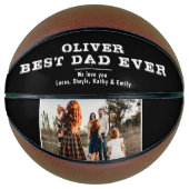 Black White Best Dad's Day Family Foto Basketbal (Voorkant)