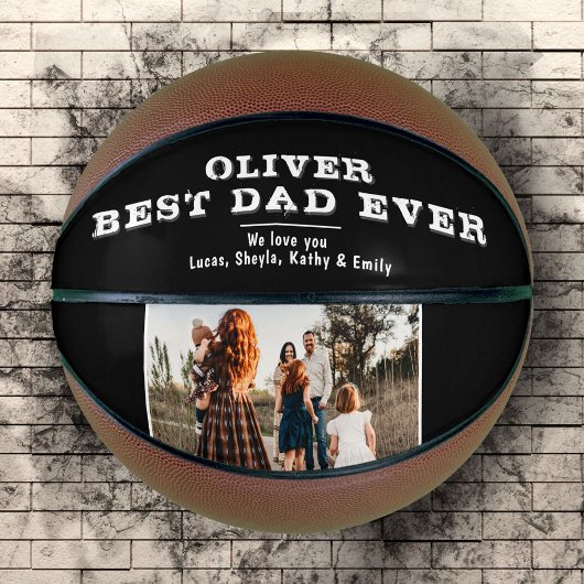 Black White Best Dad's Day Family Foto Basketbal