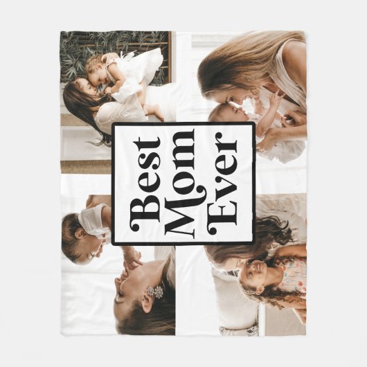 Black White Best mam Ever Custom Photo Afbeelding Fleece Deken (Voorkant)