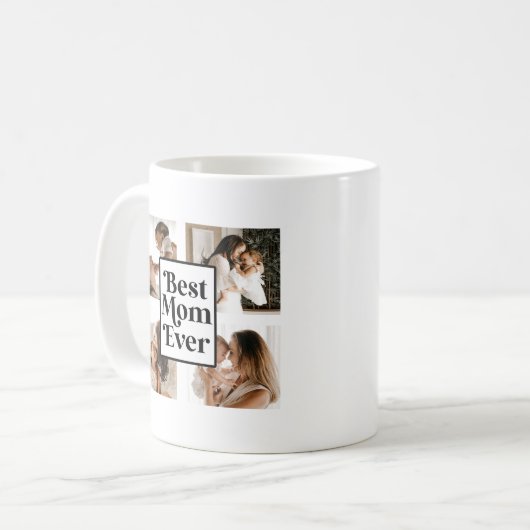 Black White Best mam Ever Custom Photo Afbeelding Koffiemok (Voorkant links)