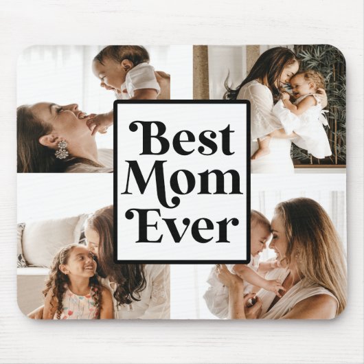 Black White Best mam Ever Custom Photo Afbeelding Muismat (Voorkant)