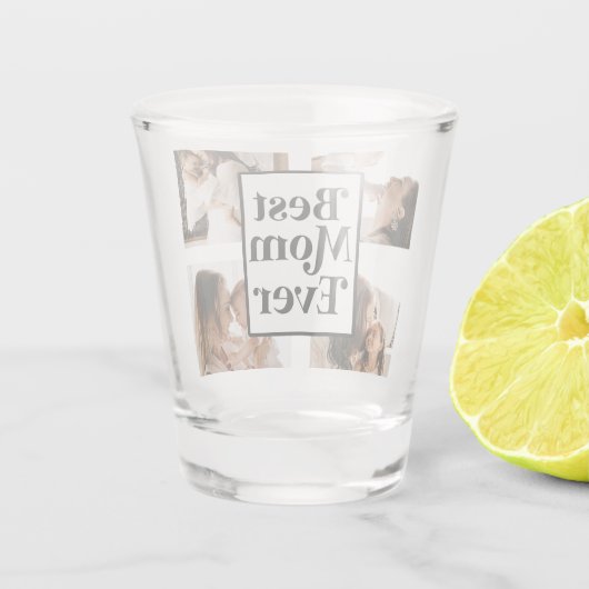 Black White Best mam Ever Custom Photo Afbeelding Shot Glas (Achterkant)