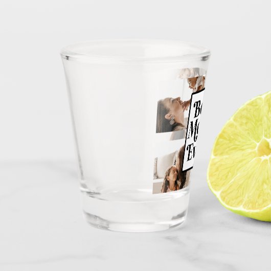 Black White Best mam Ever Custom Photo Afbeelding Shot Glas (Links)
