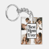Black White Best mam Ever Custom Photo Afbeelding Sleutelhanger (Voorkant Links)