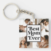 Black White Best mam Ever Custom Photo Afbeelding Sleutelhanger (Voorkant)