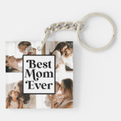 Black White Best mam Ever Custom Photo Afbeelding Sleutelhanger (Achterkant)