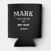 Black White Best Man Voorstel Weddenschap Aangepas Blikjeskoeler (Voorkant)