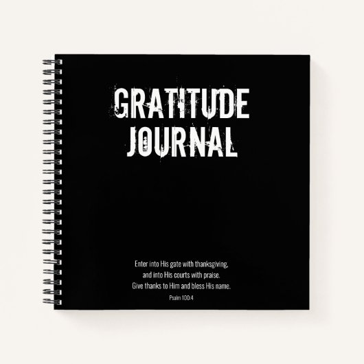 Black White Bible Verse Psalm Gratitude Journal Notitieboek (Voorkant)