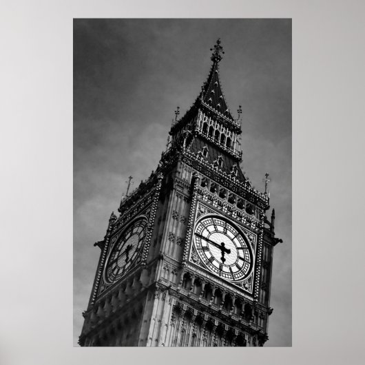 Black & White Big Ben Art-fotografie Poster (Voorkant)