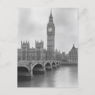 Black & White Big Ben -  bezienswaardigheid in Lon Briefkaart