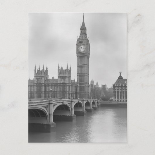 Black & White Big Ben - bezienswaardigheid in Lon Briefkaart (Voorkant)