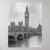 Black & White Big Ben -  bezienswaardigheid in Lon Poster (Voorkant)
