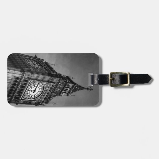 Black & White Big Ben Clock Tower Bagagelabel (Voorkant horizontaal)