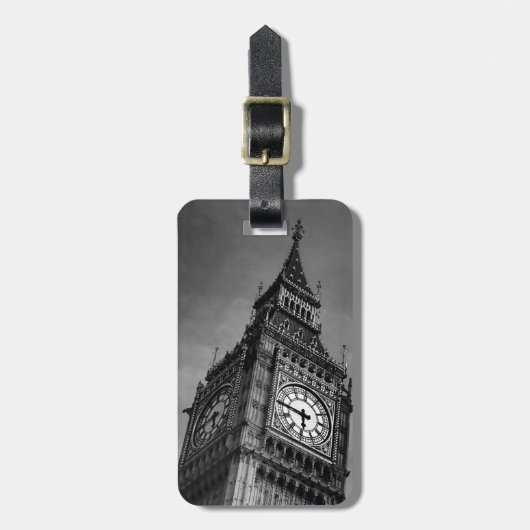 Black & White Big Ben Clock Tower Bagagelabel (Voorkant verticaal)