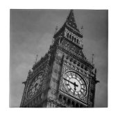 Black & White Big Ben Clock Tower Tegeltje (Voorkant)