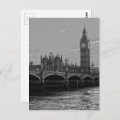 Black White Big Ben Tower Palace van Westminster Briefkaart (Voorkant / Achterkant)