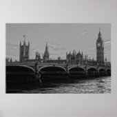 Black White Big Ben Tower Palace van Westminster Poster (Voorkant)