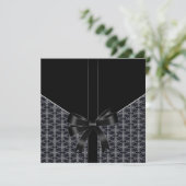 Black White Black Damask Uitnodiging voor het Huwe (Staand voorkant)