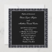 Black White Black Damask Uitnodiging voor het Huwe (Achterkant)