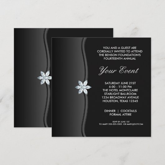 Black White Black Stropdas Corporate Party Eveneme Kaart (Voorkant / Achterkant)