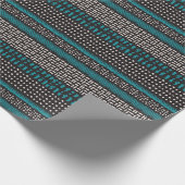 Black White Blauwgroen Stippen Spots Zigzags Patte Cadeaupapier (Hoek)