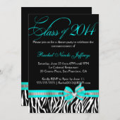 Black White Blauwgroen Zebra 2014 Afstuderen Uitno Kaart (Voorkant / Achterkant)