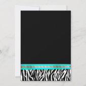 Black White Blauwgroen Zebra Invitation Kaart (Achterkant)